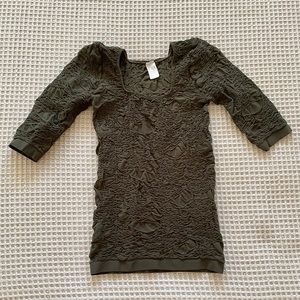 Bodycon Olive Green/khaki green Top/ Ruched Spandex